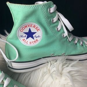 Mint Green Converse Hi-tops US 9 Women